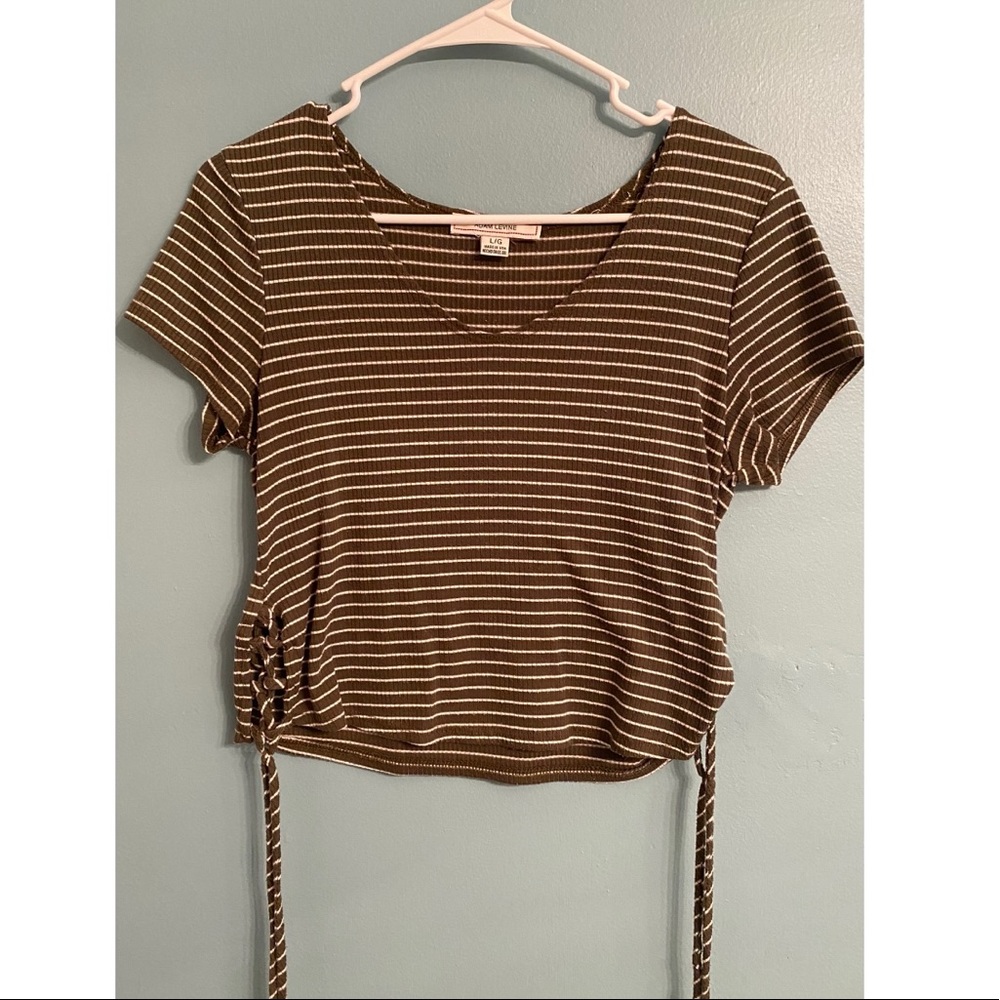 Olive Green Pin Striped Crop Top